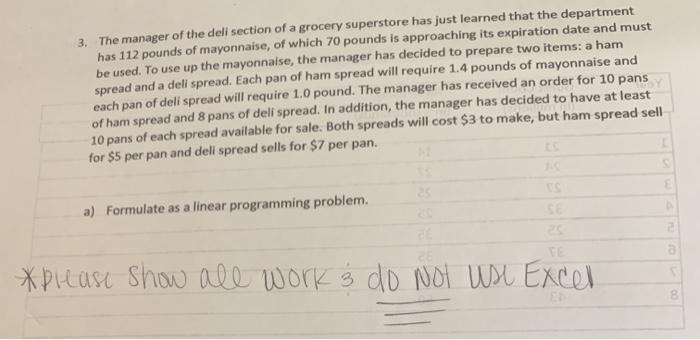 3. The manager of the deli section of a grocery