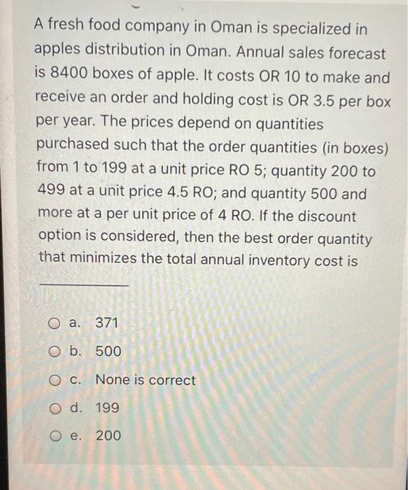 A fresh food company in Oman is specialized in