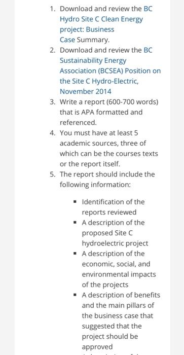 1. Download and review the BC Hydro Site C Clean