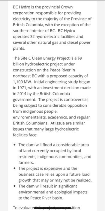 1. Download and review the BC Hydro Site C Clean