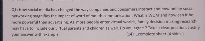 please answer it from subject (consumer