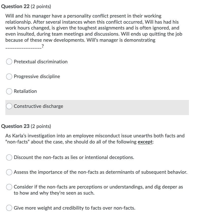 Question 22 (2 points) Will and his manager have