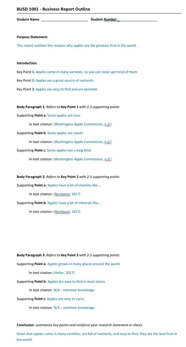 write this outline report in this template. In