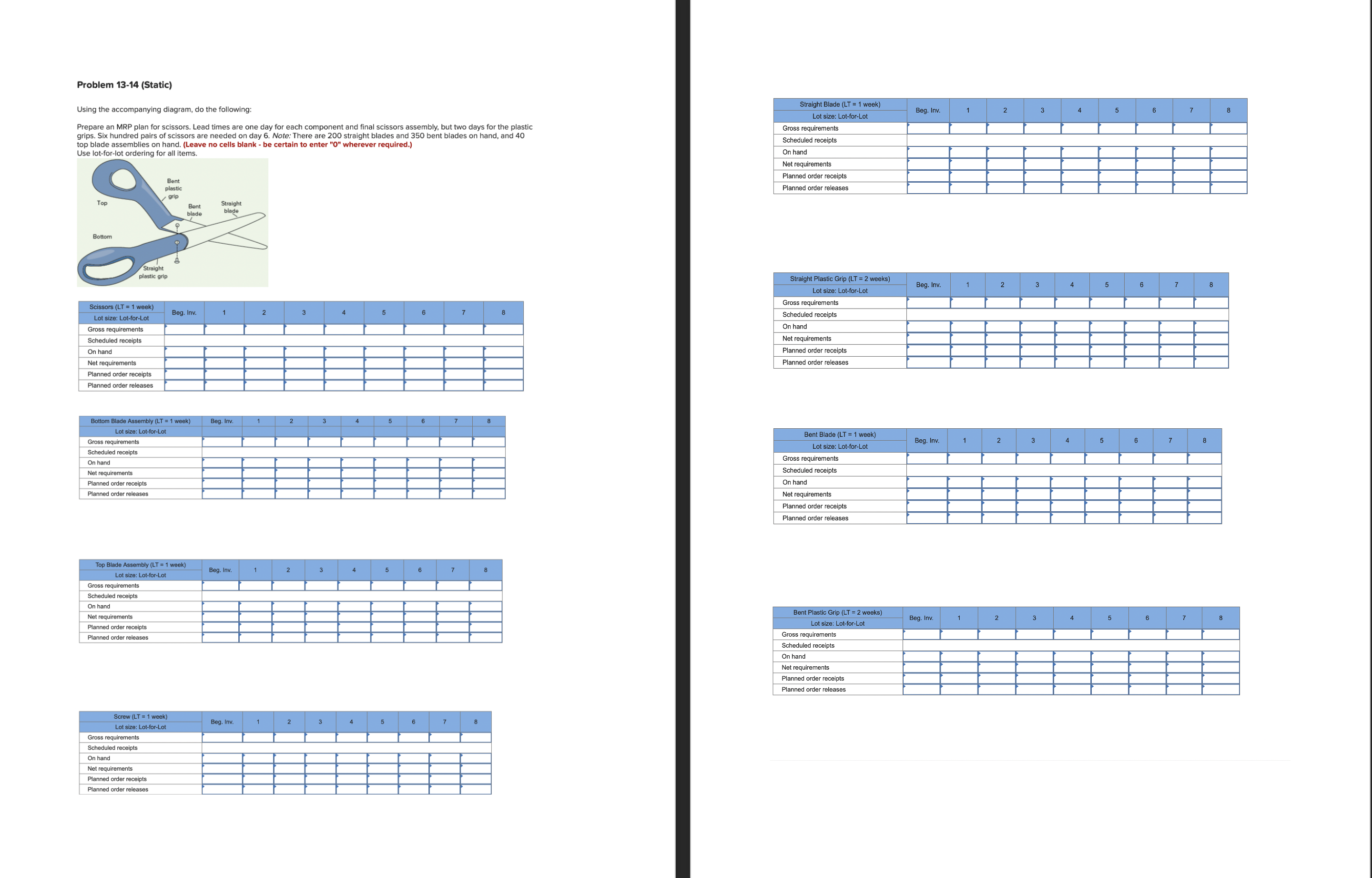 Problem 13-14 (Static) Using the accompanying