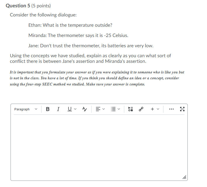 ANSWER QUICKLY!!! Question 5 (5 points) Consider