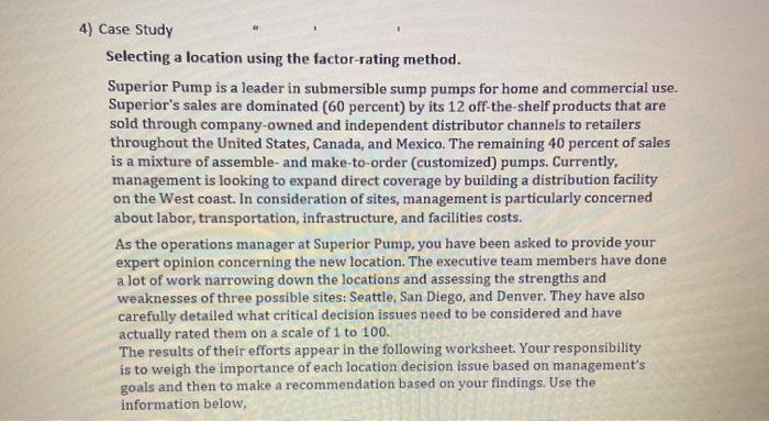 4) Case Study Selecting a location using the