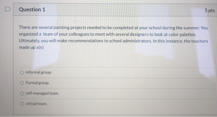 please answer the question ASAP Question 1 5 pts