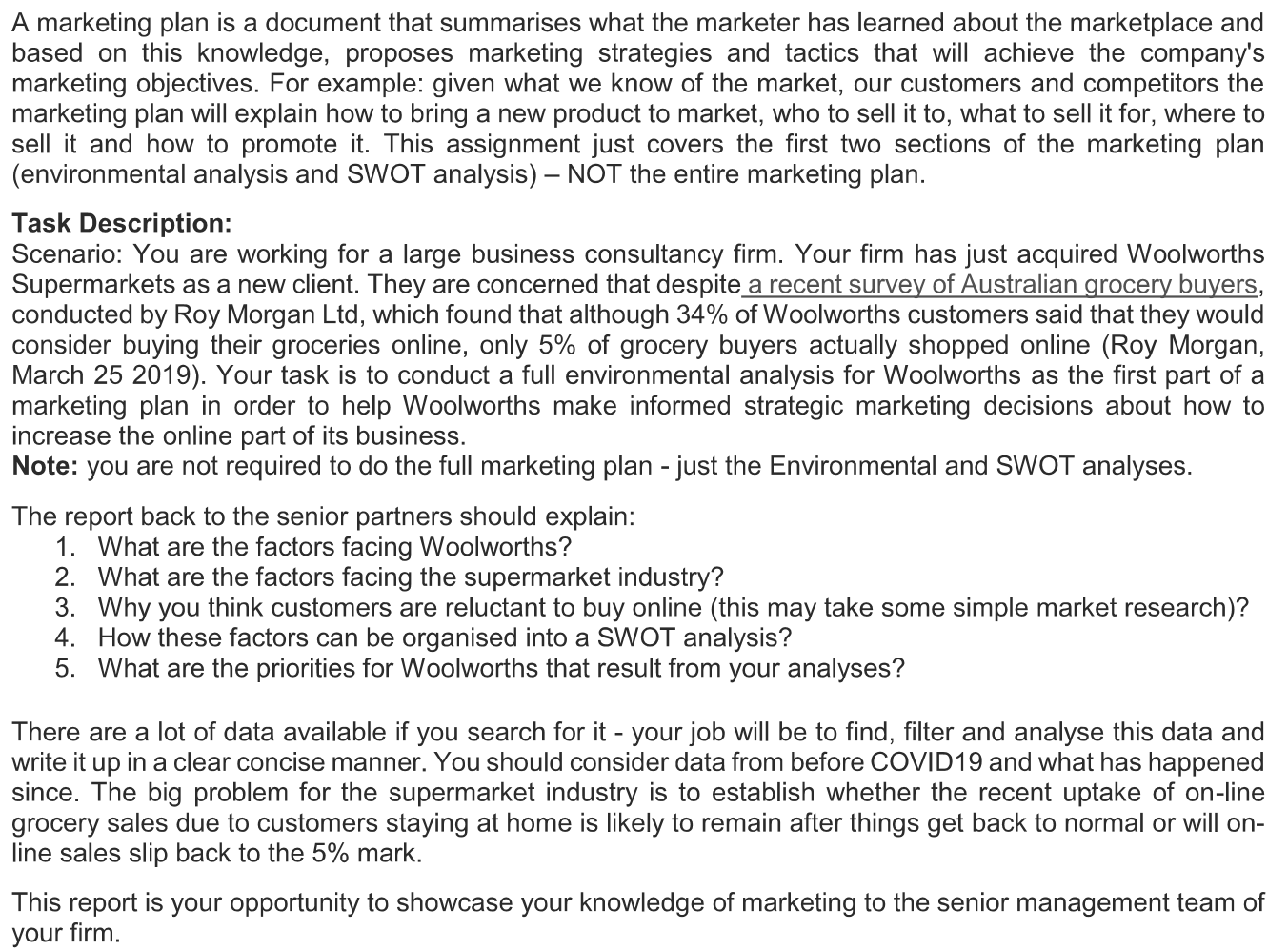 A marketing plan is a document that summarises