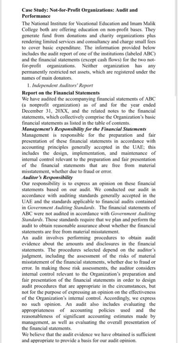 Case Study: Not-for-Profit Organizations: Audit