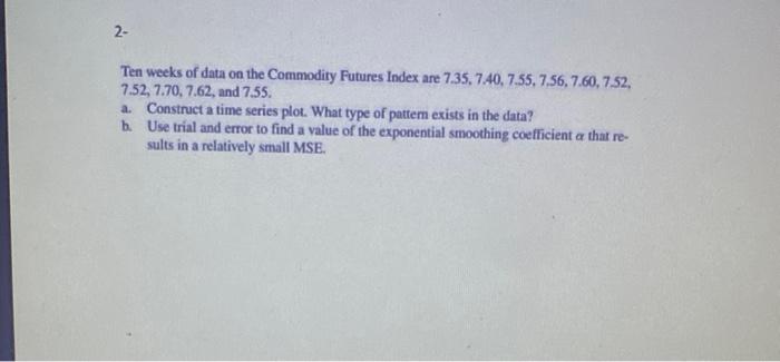 Ten weeks of data on the Commodity Futures Index