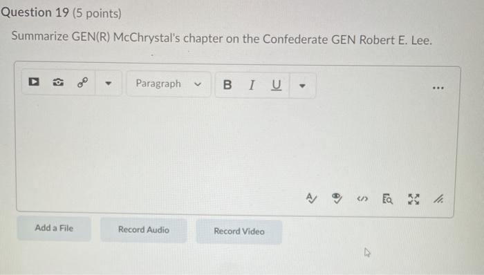 Please summarize the chapter on GEN Robert E. Lee