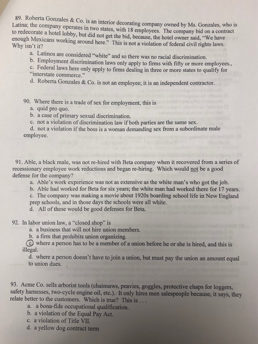 83. Which of the following is an example of quid