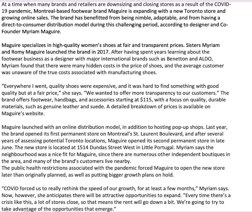 Identify the type of consumer product Maguire is