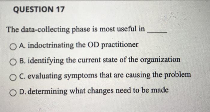 QUESTION 14 Structural change strategies