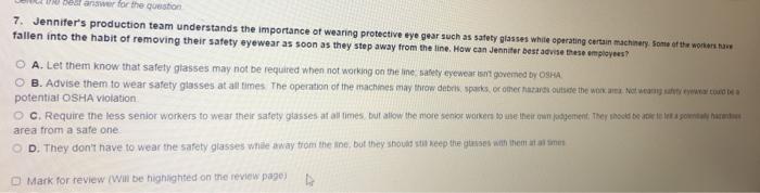 answer for the question 7. Jennifer's production