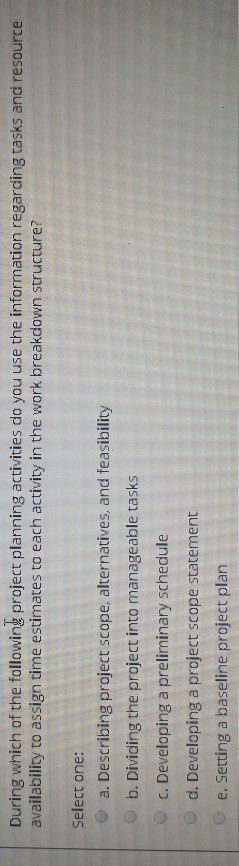 During which of the following project planning