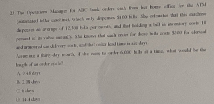 2 The Operation Manager for ANC bank onders cash