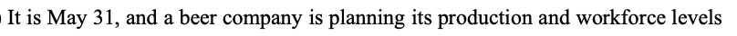 It is May 31, and a beer company is planning its