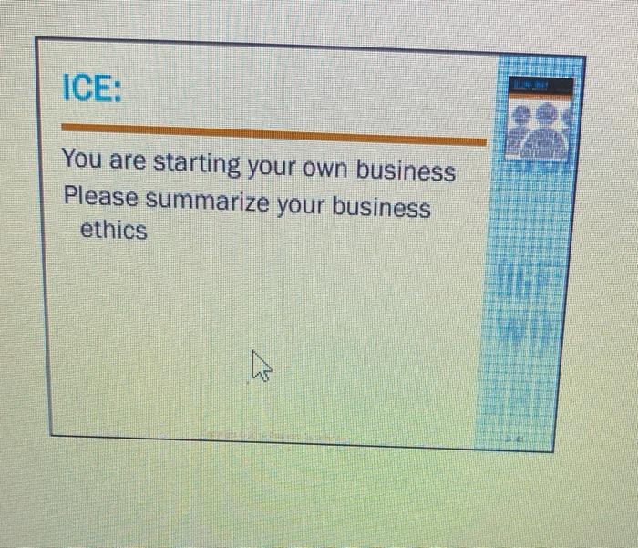 ICE: You are starting your own business Please