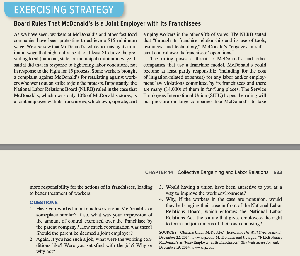 1. Have you worked in a franchise store at