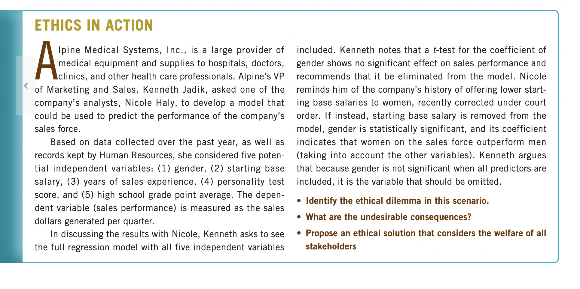 (a) What is the ethical dilemma in this scenario?