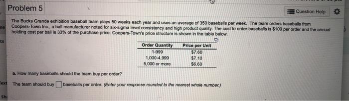 Problem 5 Question Help The Bucks Grande