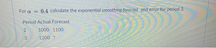 For = 0.4 calculate the exponential smoothing