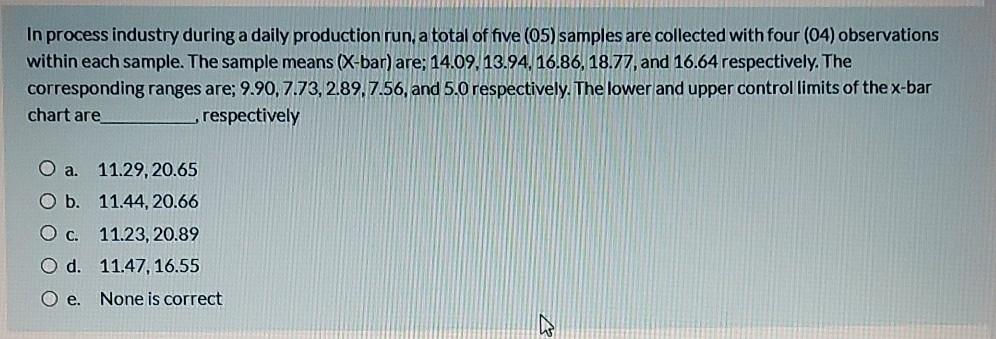 In process industry during a daily production run
