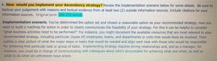 A. How would you implement your Ascendancy