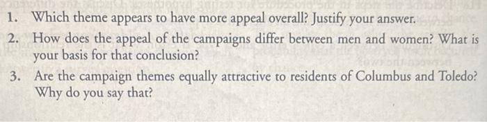 answer questions 1-3 1. Which theme appears to