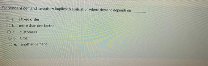 Dependent demand inventory implies to a situation