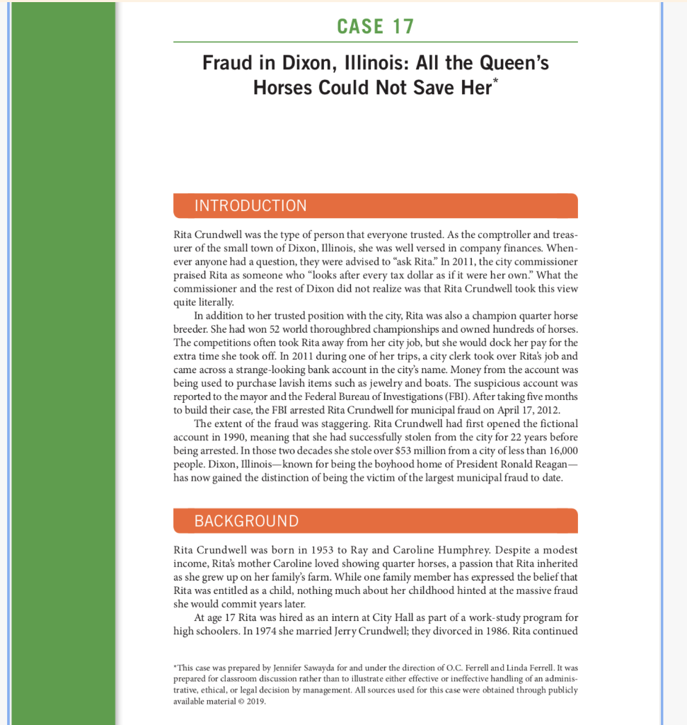CASE 17 Fraud in Dixon, Illinois: All the Queen's