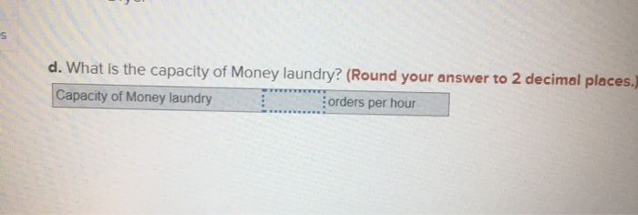S d. What is the capacity of Money laundry?