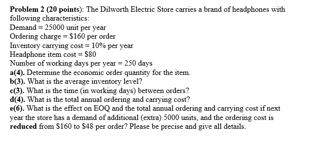 Problem 2 (20 points): The Dilworth Electric