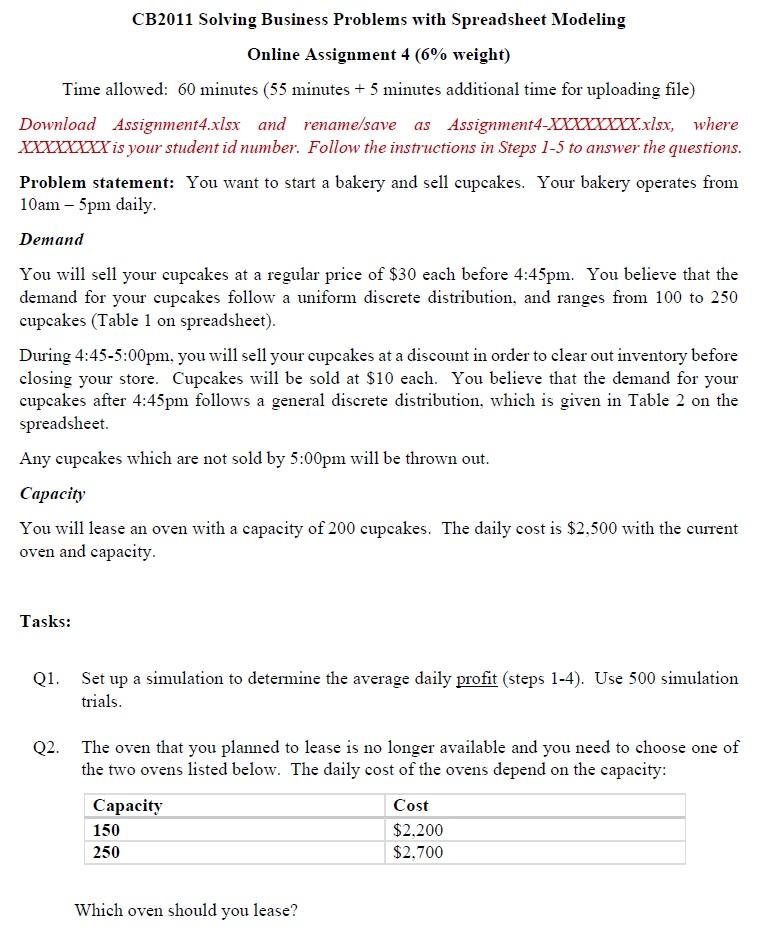 CB2011 Solving Business Problems with Spreadsheet