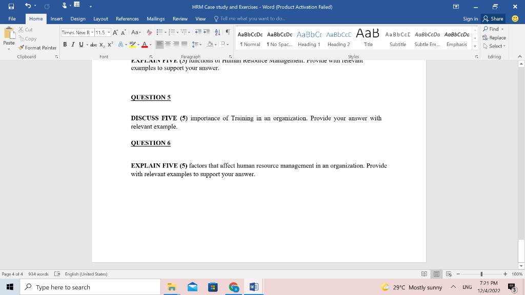 5 X File 1 05 HRM Case study and Exercises - Word
