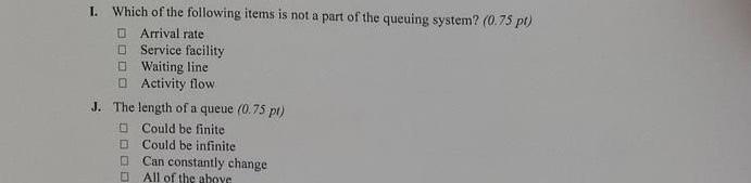 I. Which of the following items is not a part of