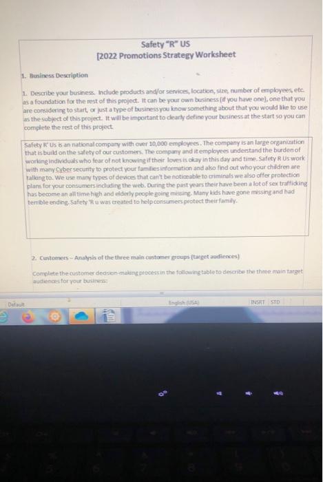 promotion stategy project Safety "R"US [2022