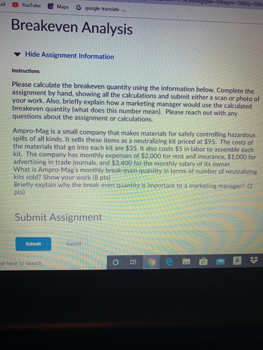 breakeven analysis ail | 40 YouTube