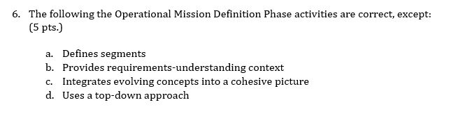 6. The following the Operational Mission