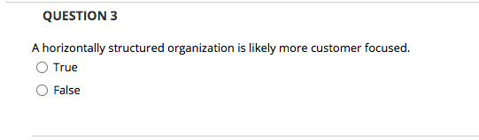 QUESTION 3 A horizontally structured organization