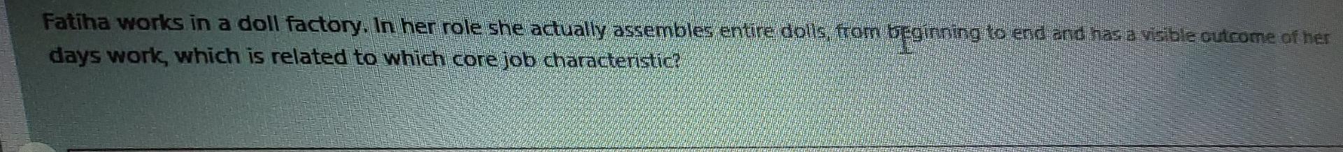 Fatiha works in a doll factory. In her role she