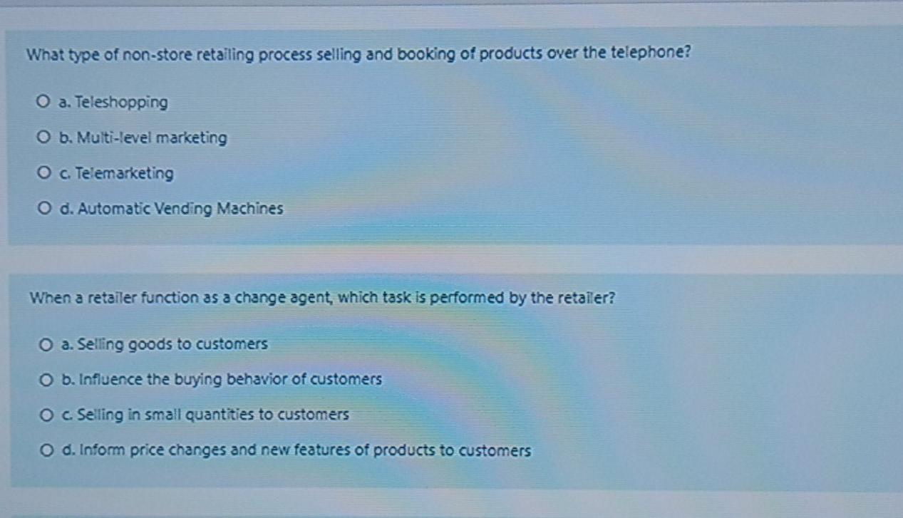 What type of non-store retailing process selling