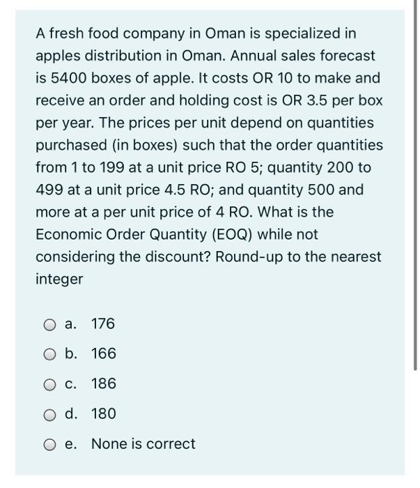 A fresh food company in Oman is specialized in