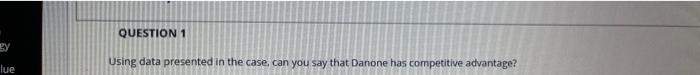 QUESTION 1 Using data presented in the case, can
