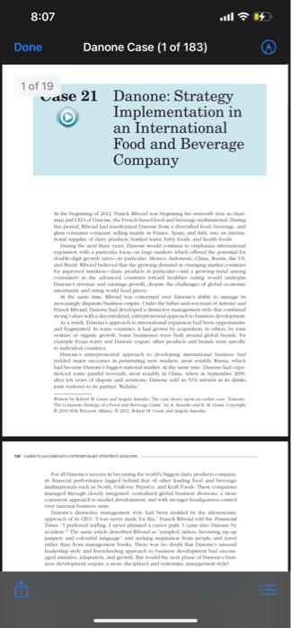 QUESTION 1 Using data presented in the case, can