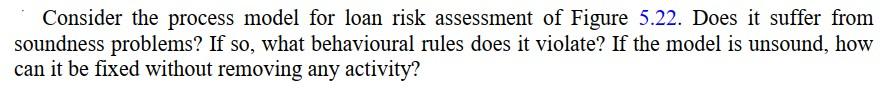 Consider the process model for loan risk
