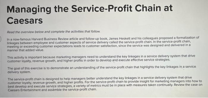 Managing the Service-Profit Chain at Caesars Read