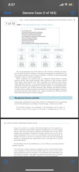 QUESTION 1 Using data presented in the case, can