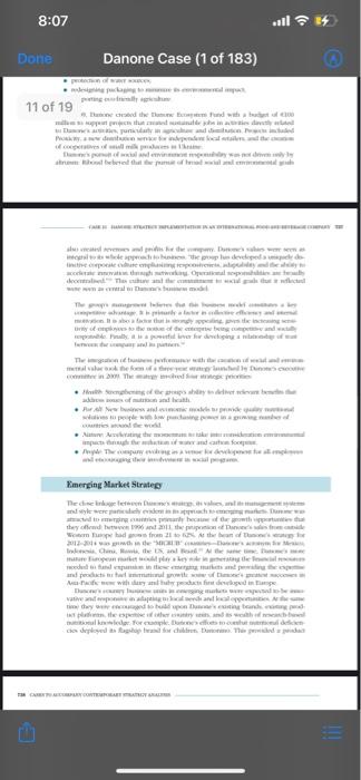QUESTION 1 Using data presented in the case, can